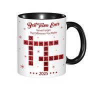 KKIIOEXX Best Team Ever Personalized Crossword Mug,Custom Crossword Puzzle Ceramic Coffee Mugs Cup,Christmas Gifts for Coworker Work Bestie Employees