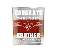 KKIIOEXX Congrats On Being My Brother Personalized Whiskey Glass,Custom Bourbon Glass with Name,Birthday Funny Brother Gifts,Brotherhood Friendship