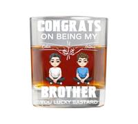 KKIIOEXX Congrats On Being My Brother Personalized Whiskey Glass,Custom Bourbon Glass with Name Portrait,Birthday Funny Brother Gifts,Brotherhood Friendship
