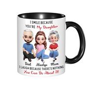 KKIIOEXX I Smile Because You're My Daughter Mug,Personalized Ceramic Coffee Cup with Name Portrait,Custom Family Coffee Mugs,Gift for Daughter from Parent