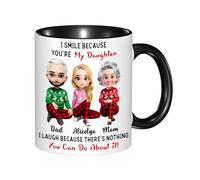 KKIIOEXX I Smile Because You're My Daughter Mug,Personalized Ceramic Coffee Cup with Name Portrait,Custom Family Coffee Mugs,Gift for Daughter from Parent