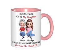 KKIIOEXX I Smile Because You're My Daughter Mug,Personalized Ceramic Coffee Cup with Name Portrait,Custom Family Coffee Mugs,Gift for Daughter from Mom