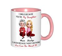 KKIIOEXX I Smile Because You're My Daughter Mug,Personalized Ceramic Coffee Cup with Name Portrait,Custom Family Coffee Mugs,Gift for Daughter from Mom