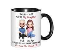 KKIIOEXX I Smile Because You're My Daughter Mug,Personalized Ceramic Coffee Cup with Name Portrait,Custom Family Coffee Mugs,Gift for Daughter from Dad