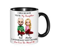 KKIIOEXX I Smile Because You're My Daughter Mug,Personalized Ceramic Coffee Cup with Name Portrait,Custom Family Coffee Mugs,Gift for Daughter from Dad