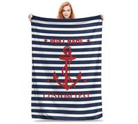KKIIOEXX Personalized Nautical Sailing Throw Blanket,Custom Captain Anchor Compass Flannel Blanket with Name,Soft Lightweight Throw Blanket for Sofa Couch Bed Room, for Men Women