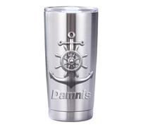 KKIIOEXX Personalized Nautical Sailing Tumbler Cup,Custom Captain Compass Anchor Insulated Tumbler with Name,Gift for Men Women