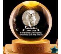 KKIIOEXX Personalized Pet Photo Crystal Globe Lamp,Custom Dog Cat Photo Crystal Ball Night Light Memorial Keepsake,Remembrance Memorial Sympathy Gift for Loss of Dog Cat