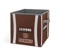 KKIIOEXX Personalized Rugby Foldable Storage Baskets with Handles,Custom Football Storage Bins with Name Number,Kids Toys Clothes Organizer Basket For Nursery Bedroom,Gift for Sports Fans