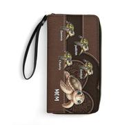 KKIIOEXX Personalized Sea Turtle Beach Women Leather Wallet with Name,Custom Ocean Turtle Long Clutch Purse Large Capacity Wristlet Wallet,Mothers Day Gifts for Mom Turtle Lover