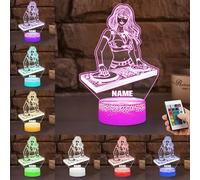 KKIIOEXX Personalized Singing Girl Night Light,Custom Table Illusion LED Lamp with 16 Colors Remote,Music Party Bedroom Decor,Gifts for Singing Girls Music Fans