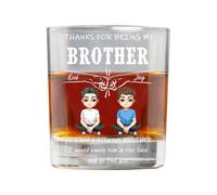KKIIOEXX Thanks for Being My Brother Personalized Whiskey Glass,Custom Bourbon Glass with Name Portrait,Birthday Funny Brother Gifts,Brotherhood Friendship