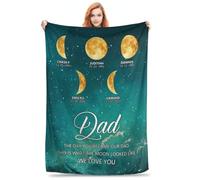 KKIIOEXX THE DAY YOU BE CAME OUR DAD Personalized Lunar Eclipse Moon Phase Throw Blanket,Custom Real Moon Phase Flannel Blanket with Name Birthdate,Fathers Day Birthday Gift for Dad