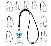 KKIKK 10 Pack Vertical ID Badge Holder with Lanyard, Waterproof Clear Extra Thick Plastic Name Tag Holders, Resealable Zip ID Card Holder for Office School Staff Work IDs