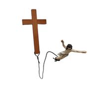 kkiuop Cross Jumping Jesus Decoration, Resin Christ Crucifix Figurine for Easter Humorous Bungee Jesus Wall Decoration for Easter Christmas Home