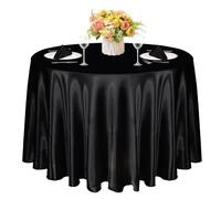 KKJIAF 1 Pack 120 Inch Round Tablecloth Satin Black Round Table Cover, Silky Satin Dining Table Cloth for Wedding, Party, Banquet, Restaurant, Formal Events
