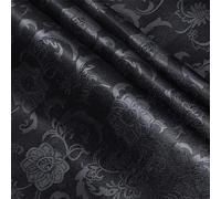KKJIAF Black Satin Jacquard Fabric 5 Yard, 60 Inch Wide Shiny Cloth Fabric, Sunflower Pattern Silky Brocade Fabric for Tablecloth, Table Runner, Napkins, Dress, Bedding Sheet, DIY Crafts