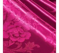 KKJIAF Satin Jacquard Fabric, 49" Wide Peony Pattern Shiny Silky Brocade Fabric for Dress, Shirts, Tablecloth, Table Runner, Wedding Decor, DIY Crafts, 3 Yards, Hot Pink
