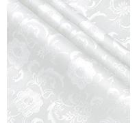 KKJIAF White Satin Jacquard Fabric 2 Yard, 60 Inch Wide Shiny Sunflower Pattern Silky Brocade Cloth Fabric for Tablecloth, Table Runner, Napkins, Dress, Bedding Sheet, DIY Crafts