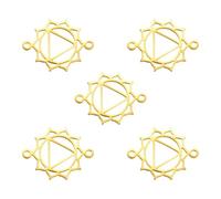 kkjoy 5Pcs 7 Chakra DIY Charms for Jewelry Making and Crafting, Gold Stainless Steel Pendant Craft Supplies Accessories for Make Necklace Earrings (The Solar Plexus Chakra)