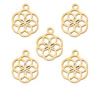 kkjoy 5Pcs Flower of Life Pendant Charms for Jewelry Making and Crafting, Stainless Steel Mini Charm Craft Supplies Accessories for DIY Bracelet Necklace Earrings