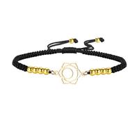 kkjoy 7 Chakra Black Braided Rope Bracelet Gold Plated Stainless Steel Handmade Lucky String Reiki Healing Yoga Energy Jewelry for Women Men(The Sacral Chakra)