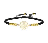 kkjoy 7 Chakra Black Braided Rope Bracelet Gold Plated Stainless Steel Handmade Lucky String Reiki Healing Yoga Energy Jewelry for Women Men(The Crown Chakra)