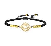 kkjoy 7 Chakra Black Braided Rope Bracelet Gold Plated Stainless Steel Handmade Lucky String Reiki Healing Yoga Energy Jewelry for Women Men(The Throat Chakra)
