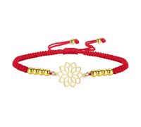 kkjoy 7 Chakra Red Braided Rope Bracelet Gold Plated Stainless Steel Handmade Lucky String Reiki Healing Yoga Energy Jewelry for Women Men(The Crown Chakra)