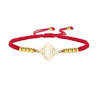 kkjoy 7 Chakra Red Braided Rope Bracelet Gold Plated Stainless Steel Handmade Lucky String Reiki Healing Yoga Energy Jewelry for Women Men(The Root Chakra)