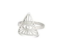 KKJOY All-Seeing Eye Ring Stainless Steel Openworked Eye of Providence Adjustable Open Finger Rings Amulet Jewelry for Women Men