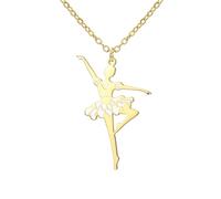 kkjoy Ballerina Necklace Stainless Steel Ballet Dancer Pendant Recital Jewelry for Women Dance Lovers (Style 3, Gold)
