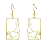 KKJOY Beauty Pin-up Dangle Earrings Stainless Steel Gold Plated Beautiful Model Poster Pendant Jewelry for Women Charming Ladies (Style 1)