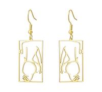 KKJOY Beauty Pin-up Dangle Earrings Stainless Steel Gold Plated Beautiful Model Poster Pendant Jewelry for Women Charming Ladies (Style 2)