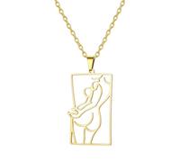 kkjoy Beauty Pin-up Necklace Stainless Steel Beautiful Model Poster Pendant Jewelry for Women (Style 3, Gold)