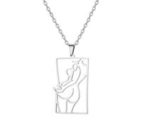 kkjoy Beauty Pin-up Necklace Stainless Steel Beautiful Model Poster Pendant Jewelry for Women (Style 3, Silver)