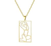 kkjoy Beauty Pin-up Necklace Stainless Steel Beautiful Model Poster Pendant Jewelry for Women (Style 7, Gold)
