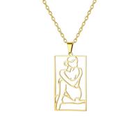 kkjoy Beauty Pin-up Necklace Stainless Steel Beautiful Model Poster Pendant Jewelry for Women (Style 5, Gold)