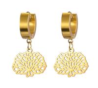 KKJOY Birth Flower Earrings Gold Plated Stainless Steel 12 Month Birthday Flower Hoop Earrings Jewelry for Women Charming Ladies(11-Nov-Chrysanthemum-1)