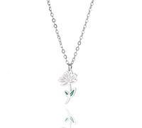 kkjoy Birth Month Flower Necklace Stainless Steel July Birth Flower Water Lily Drip Oil Pendant Necklace Best Friend Necklace Jewellery Gifts for Women Girls