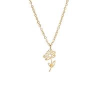 kkjoy Birth Month Flower Necklace Stainless Steel July Birth Flower Water Lily Pendant Necklace Best Friend Necklace Jewellery Gifts for Women Girls