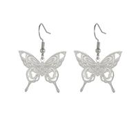 KKJOY Butterfly Dangle Earrings Stainless Steel Openwork Love Heart Flying Elves Butterfly Pendant Earrings Trendy Jewelry for Women Charming Ladies