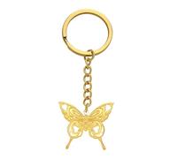 kkjoy Butterfly Keychain Stainless Steel Openwork Love Heart Flying Elves Butterfly Pendant Keyring Purse Bag Accessories for Women Charming Ladies (Gold)