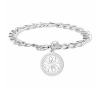 kkjoy Crystal Flower of Life Bracelet Stainless Steel Sacred Geometry Eternal Flowers Pendant Seed of Life Jewelry for Men Women(Silver)