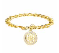 kkjoy Crystal Flower of Life Bracelet Stainless Steel Sacred Geometry Eternal Flowers Pendant Seed of Life Jewelry for Women Men(Gold)