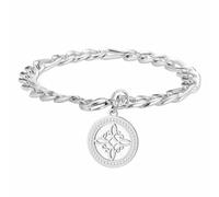 kkjoy Crystal Witches Knot Bracelet Stainless Steel Celtic Magic Wiccan Symbol Pendant Witchcraft Amulet Jewelry for Women Men(Silver)