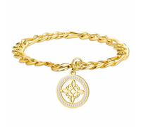 kkjoy Crystal Witches Knot Bracelet Stainless Steel Celtic Magic Wiccan Symbol Pendant Witchcraft Amulet Jewelry for Women Men(Gold)