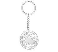 kkjoy Dainty Fox Keychain Stainless Steel Animal Foxes Pendant Keyring Purse Bag Accessories For Men Women Nature Animal Lovers (Silver)