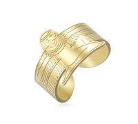 kkjoy Egypt Winged Goddess Isis Ring Stainless Steel Mythology Band Statement Ring Ancient Egypt Symbol Amulet Amulet Jewelry for Women Men(Gold)