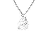 kkjoy Fox Necklace Stainless Steel Fox Head Pendant Jewelry For Women Men Nature Animal Lovers (Silver)